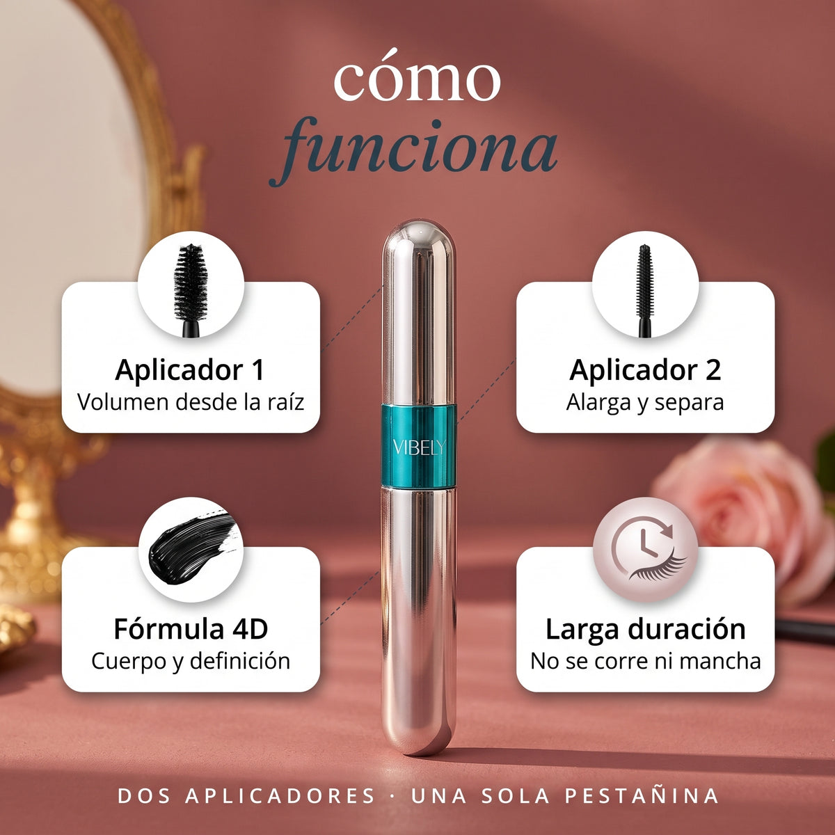 Pestañina 4D Doble Aplicador | Volumen y Largo